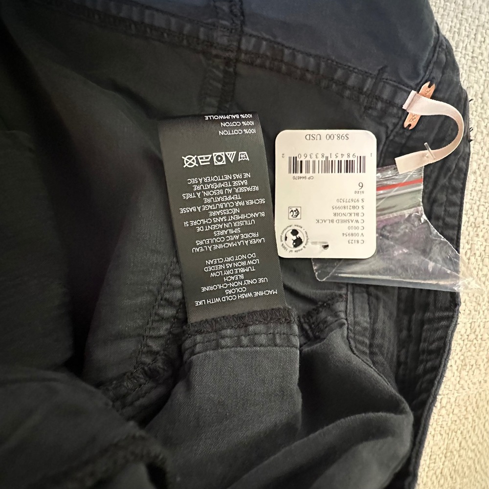 NWT Free People Washed Black Drawstring Cropped Size 6 Utility Pants MSRP$98 - Picture 6 of 7